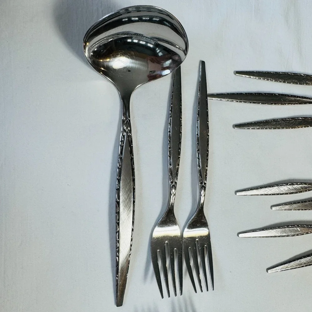 Oneida Community VENETIA Stainless Flatware Burnished Lot 21 Pcs Forks Spoons